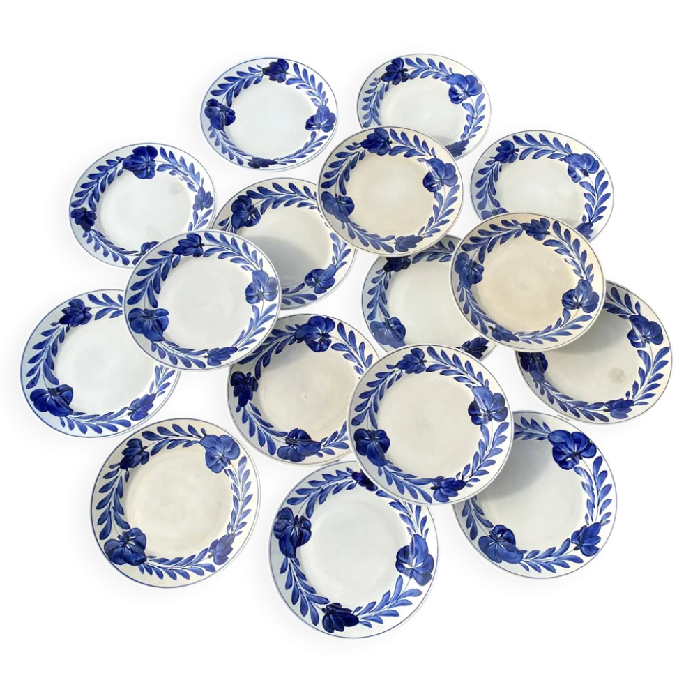 Assiettes plates Lunéville fleurs bleues