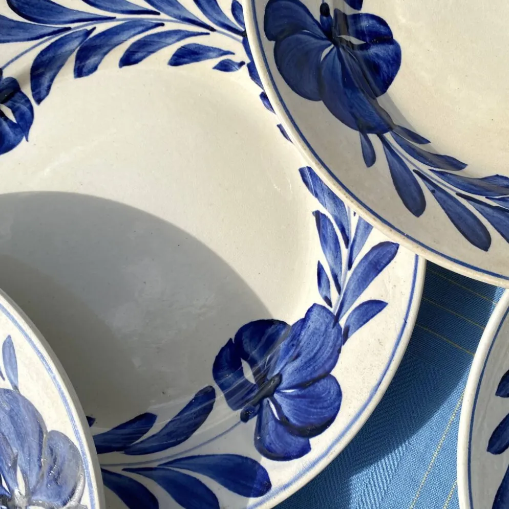 Assiettes plates Lunéville fleurs bleues