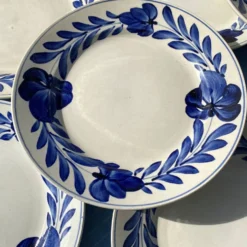 Assiettes plates Lunéville fleurs bleues