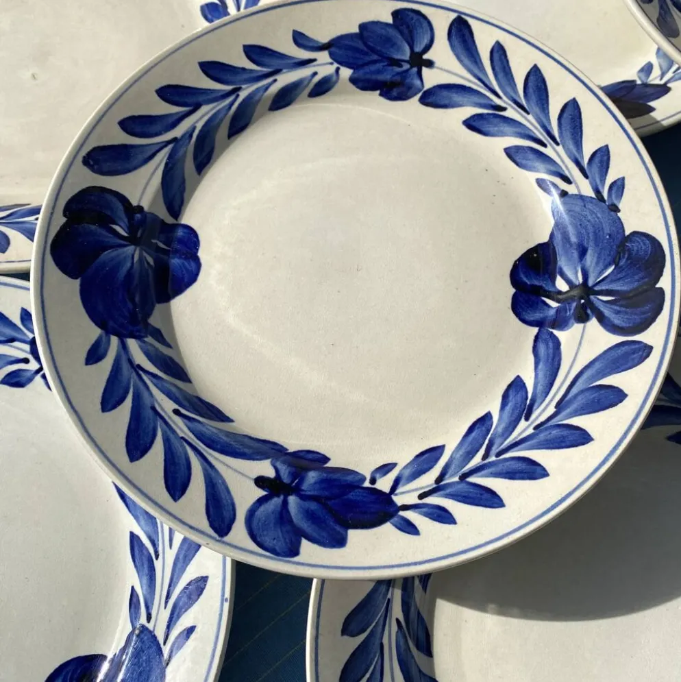 Assiettes plates Lunéville fleurs bleues