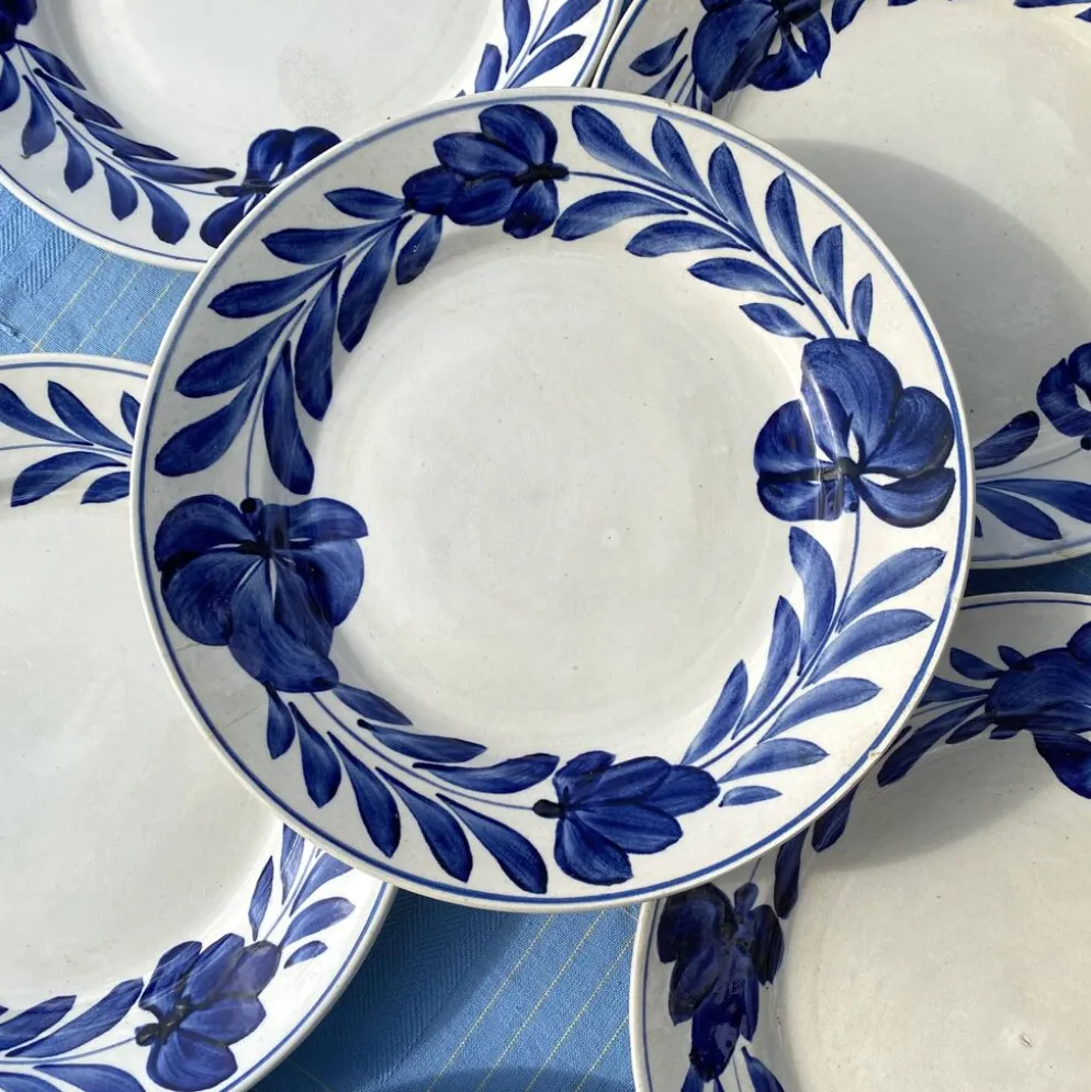 Assiettes plates Lunéville fleurs bleues