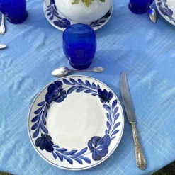 Assiettes plates Lunéville fleurs bleues