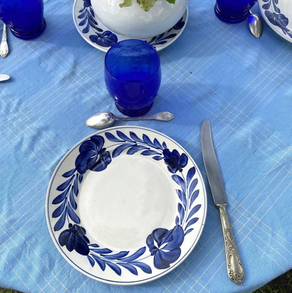 Assiettes plates Lunéville fleurs bleues