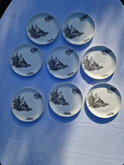 8 assiettes plates modèle Pastorale manufacture Salins
