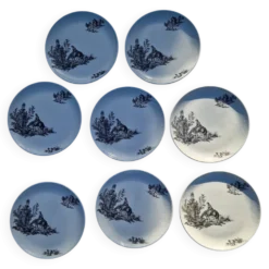 8 assiettes plates modèle Pastorale manufacture Salins