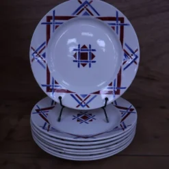 8 Assiettes plates Moulin des Loups Hamage, modèle Ustaritz