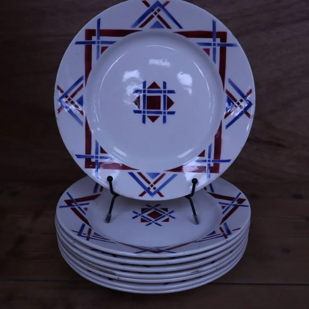 8 Assiettes plates Moulin des Loups Hamage, modèle Ustaritz