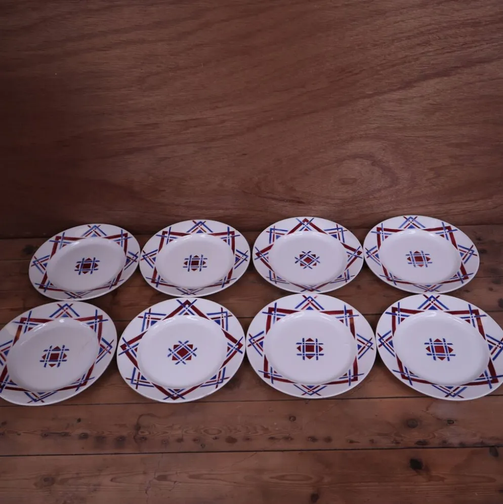 8 Assiettes plates Moulin des Loups Hamage, modèle Ustaritz
