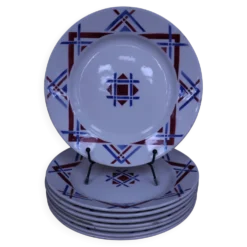 8 Assiettes plates Moulin des Loups Hamage, modèle Ustaritz