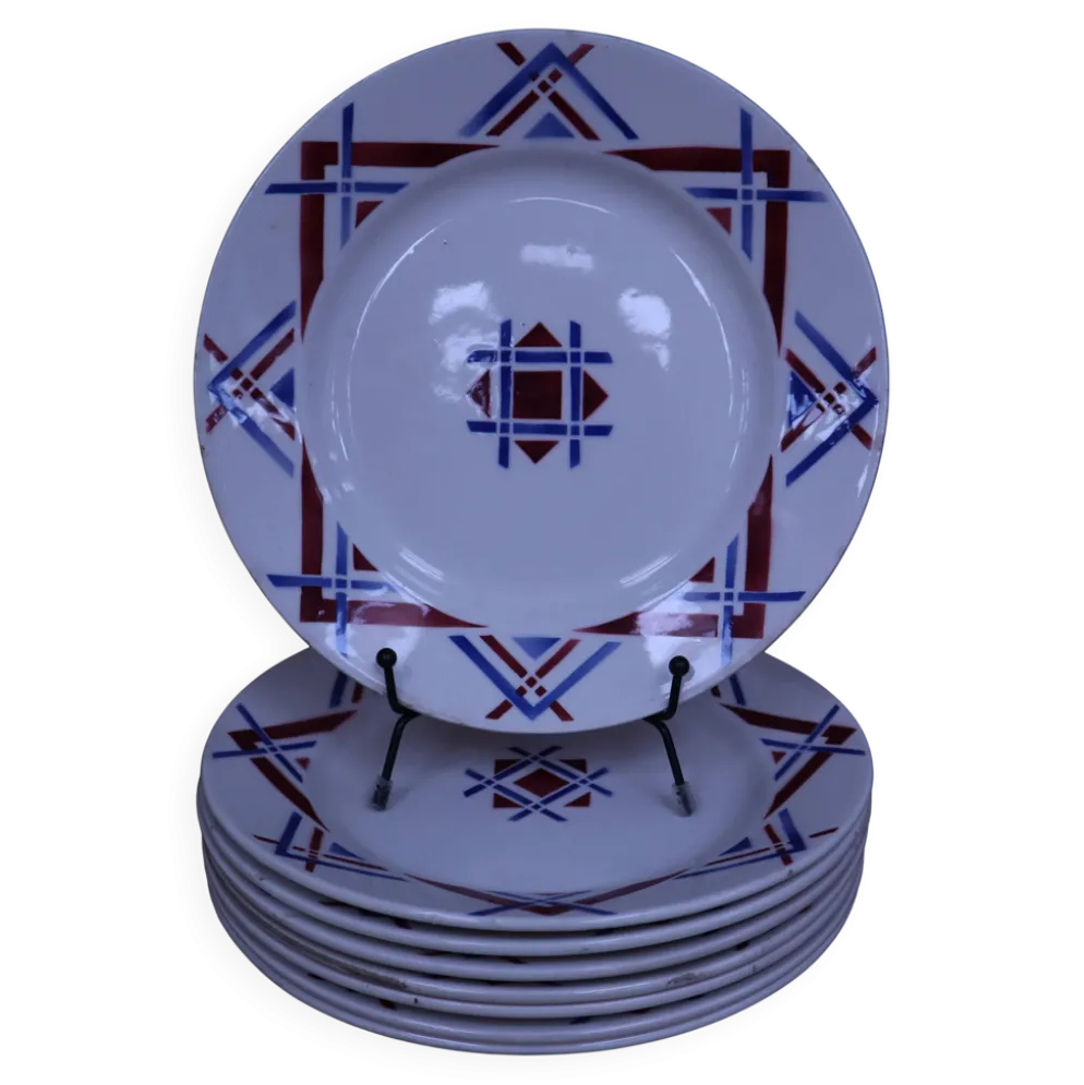 8 Assiettes plates Moulin des Loups Hamage, modèle Ustaritz