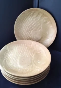 6 Assiettes plates à poisson en Grès Village CNP