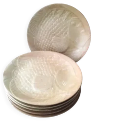 6 Assiettes plates à poisson en Grès Village CNP