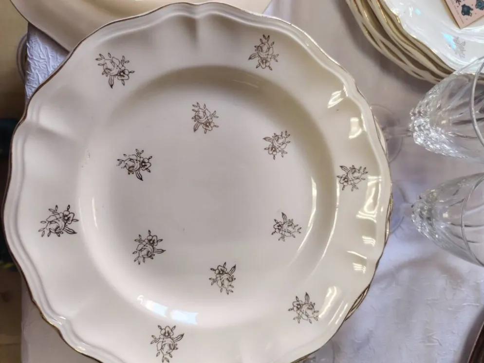 12 assiettes plates Sarreguemines modèle Raphaël ou fleurs de France