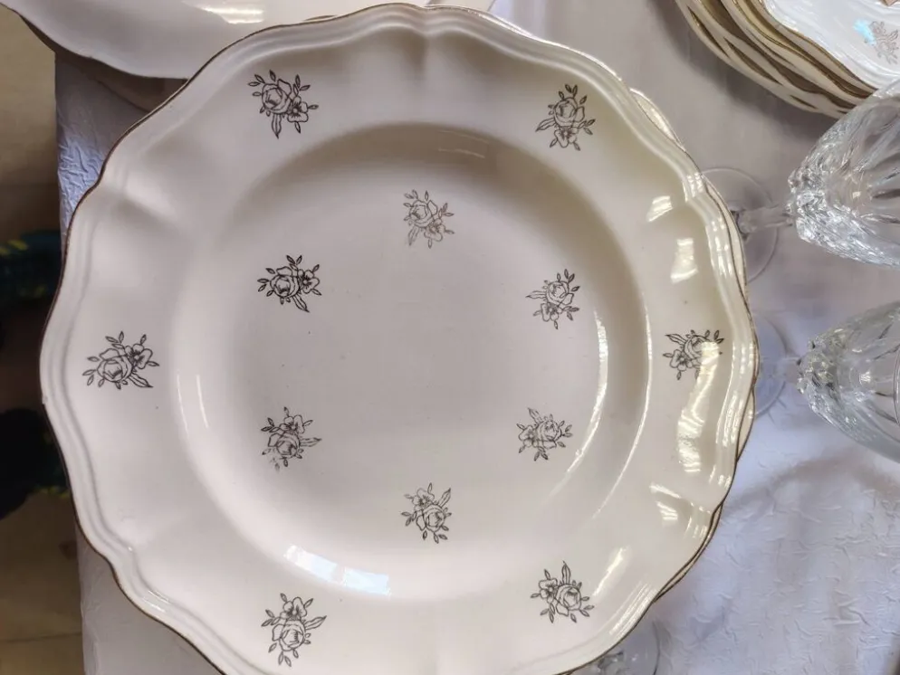 12 assiettes plates Sarreguemines modèle Raphaël ou fleurs de France