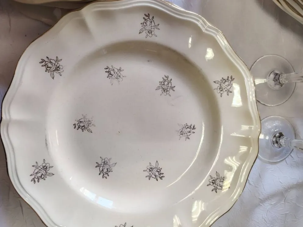 12 assiettes plates Sarreguemines modèle Raphaël ou fleurs de France