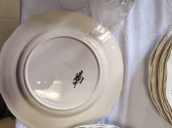 12 assiettes plates Sarreguemines modèle Raphaël ou fleurs de France