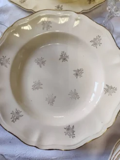 12 assiettes plates Sarreguemines modèle Raphaël ou fleurs de France