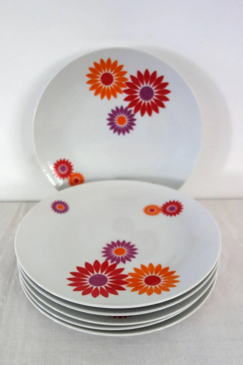 6 Assiettes Plates Seltmann Weiden West Germany 70's