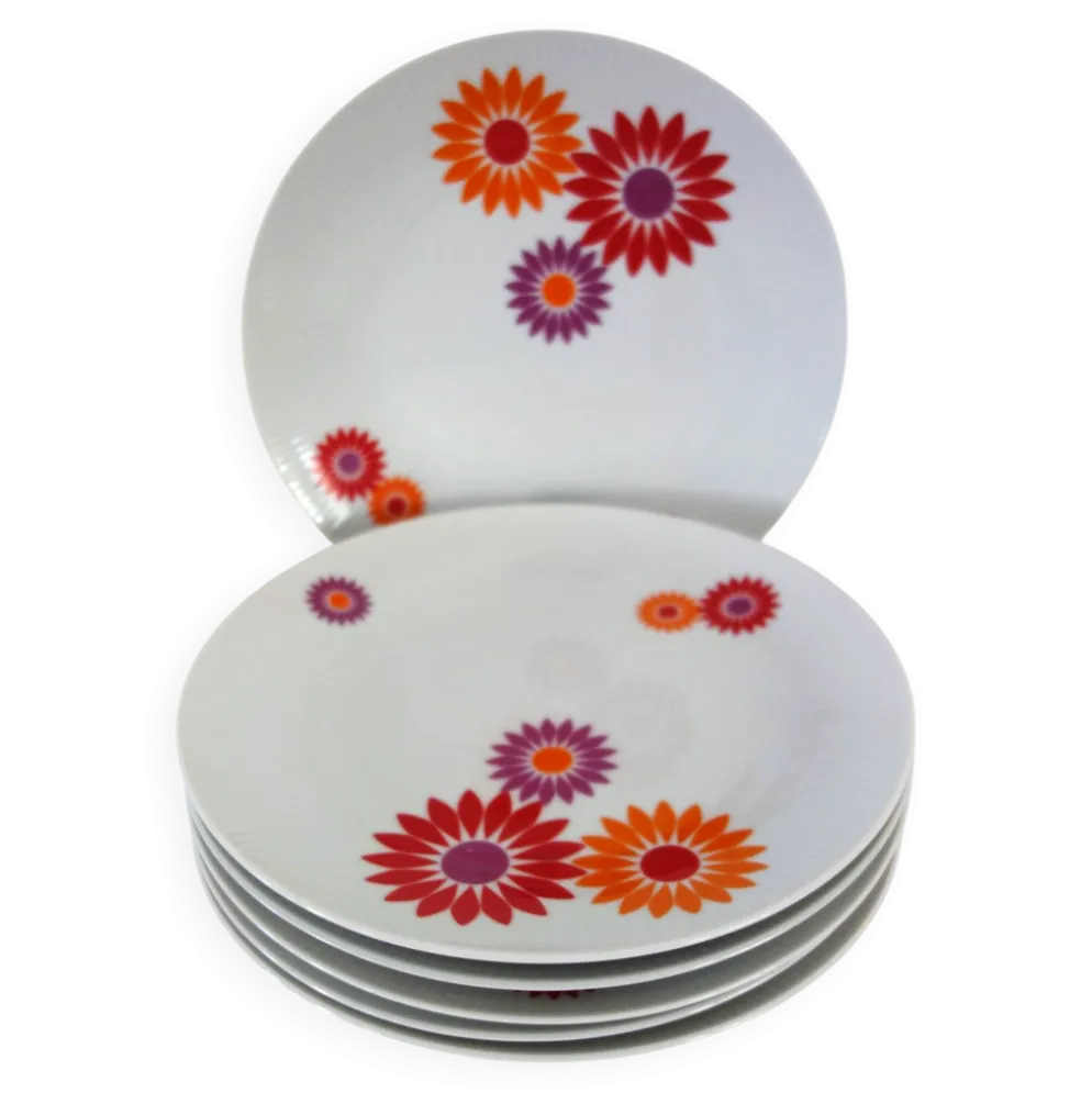 6 Assiettes Plates Seltmann Weiden West Germany 70's