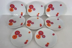 8 Assiettes Plates Seltmann Weiden West Germany 70's
