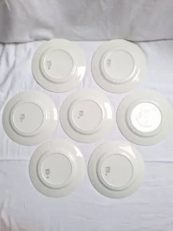 Assiettes plates St Amand modèle Bayonne blanc, vert et noir