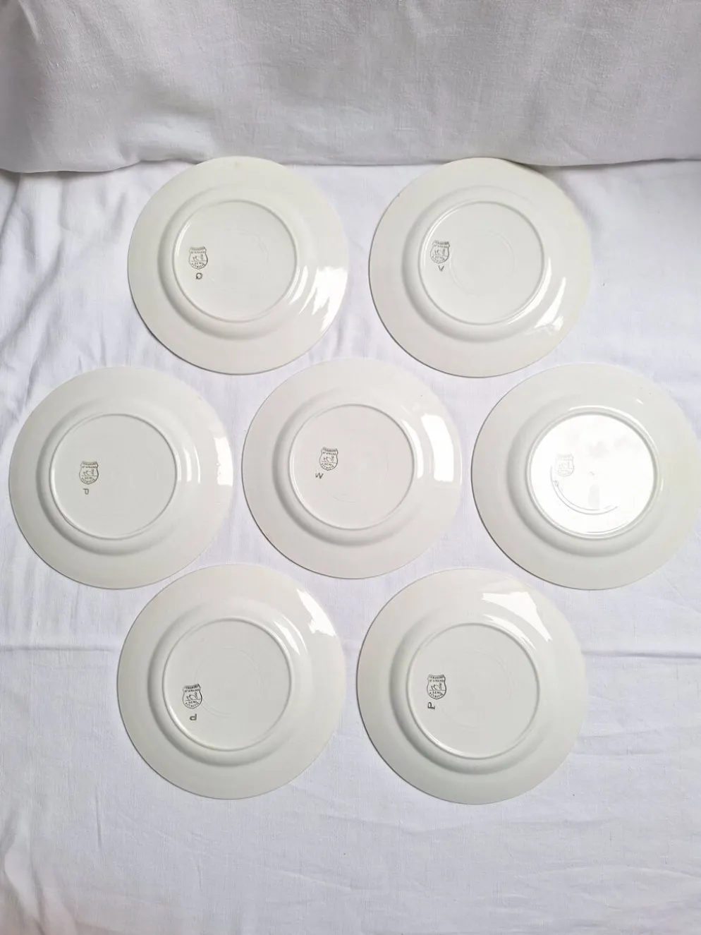 Assiettes plates St Amand modèle Bayonne blanc, vert et noir
