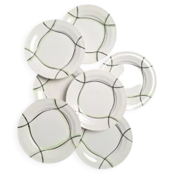 Assiettes plates St Amand modèle Bayonne blanc, vert et noir