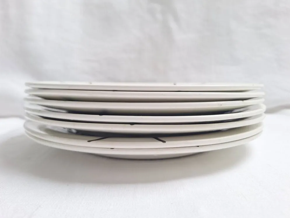 Assiettes plates St Amand modèle Bayonne blanc, vert et noir