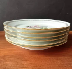 6 assiettes plates vijntage FD Chauvigny France motif bouquet de fleurs