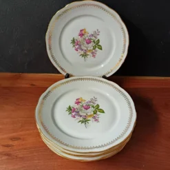 6 assiettes plates vijntage FD Chauvigny France motif bouquet de fleurs