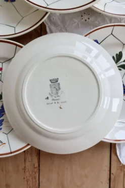 6 assiettes plates vintage faïence Saint-Amand modèle Maurice – Décor flora