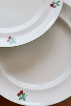6 assiettes plates vintage porcelaine Table et Couleurs modèle Framboises
