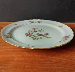 6 assiettes plates vintage, porcelaine Vitriam France, motif Phoenix