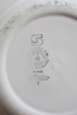 6 assiettes plates vintage Pyroblan Sarreguemines – Liseré bleu