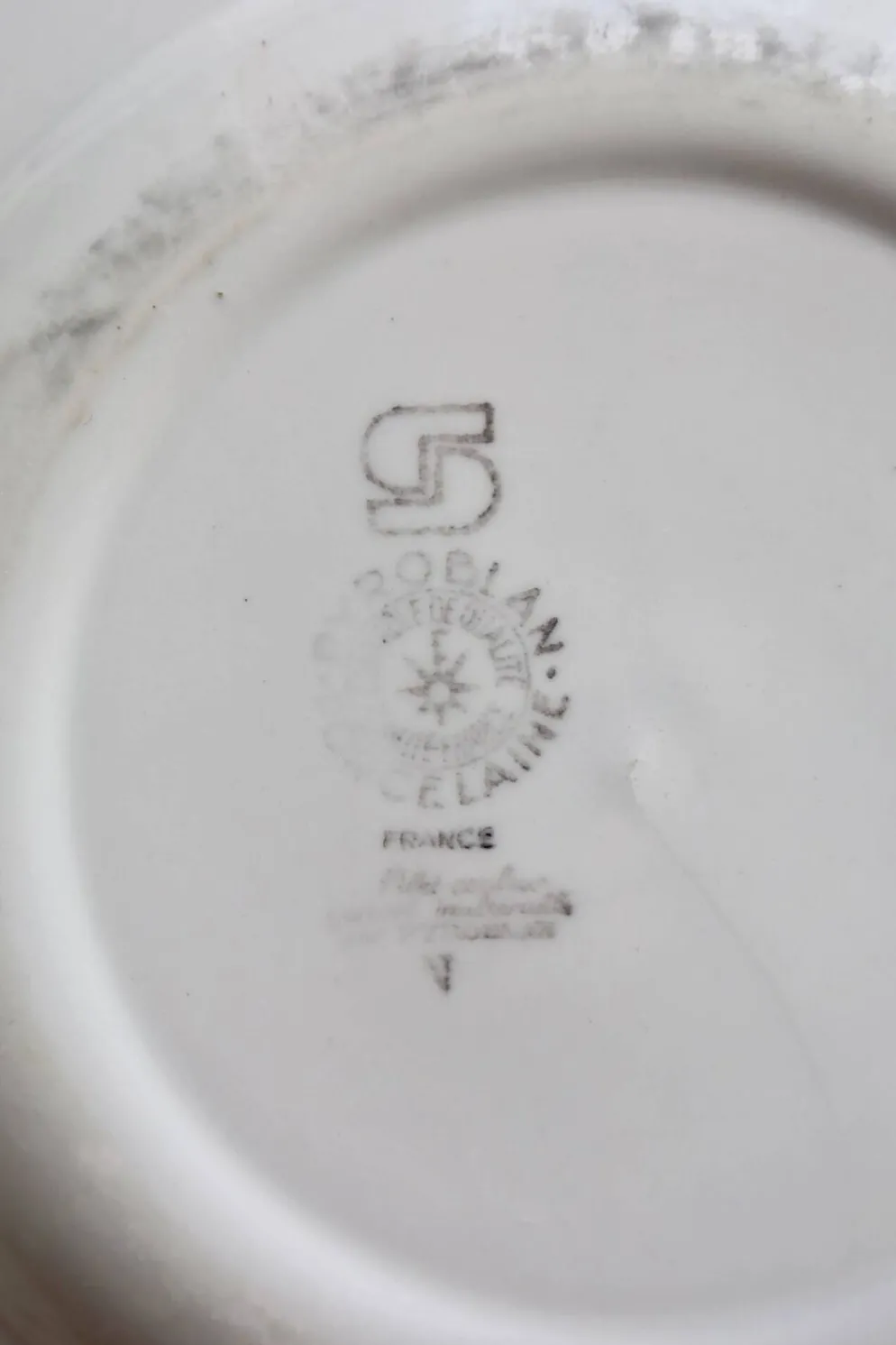 6 assiettes plates vintage Pyroblan Sarreguemines – Liseré bleu