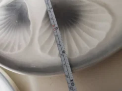 Assiettes plat/à huître, gris et blanc, céramique Moulin des loups