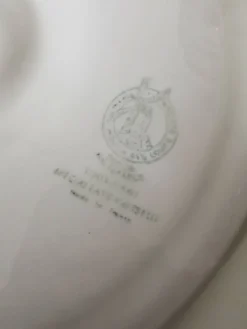 Assiettes plat/à huître, gris et blanc, céramique Moulin des loups