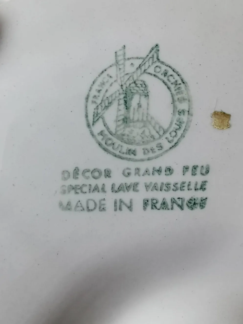 Assiettes plat/à huître, gris et blanc, céramique Moulin des loups