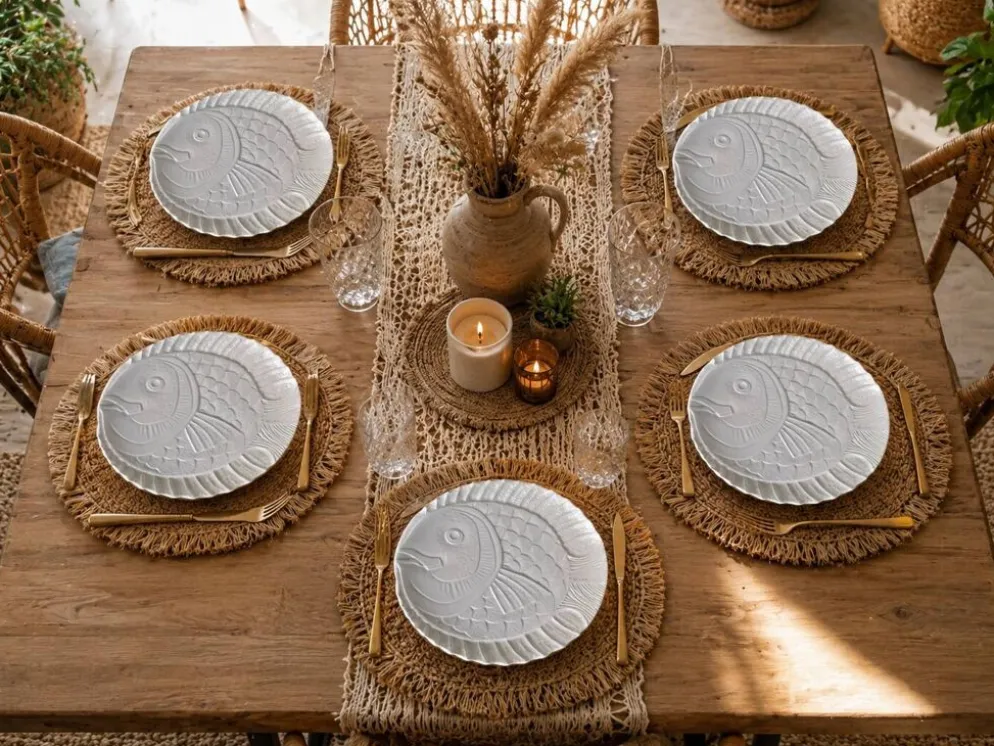 6 assiettes poisson en faïence de Sarreguemines