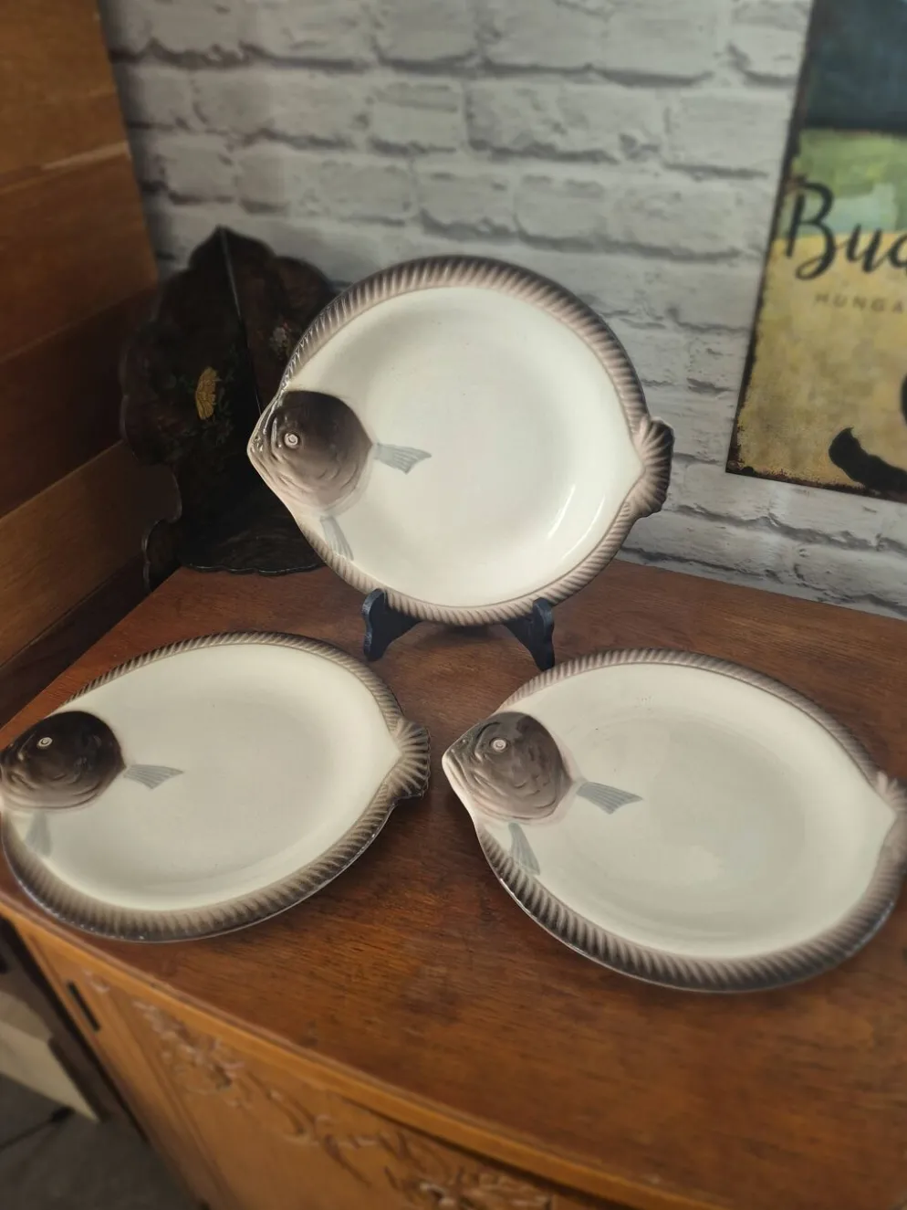 3 assiettes à poisson Longwy Copenhague vintage