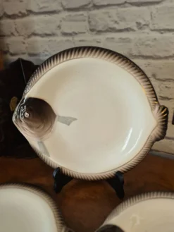 3 assiettes à poisson Longwy Copenhague vintage