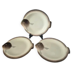 3 assiettes à poisson Longwy Copenhague vintage