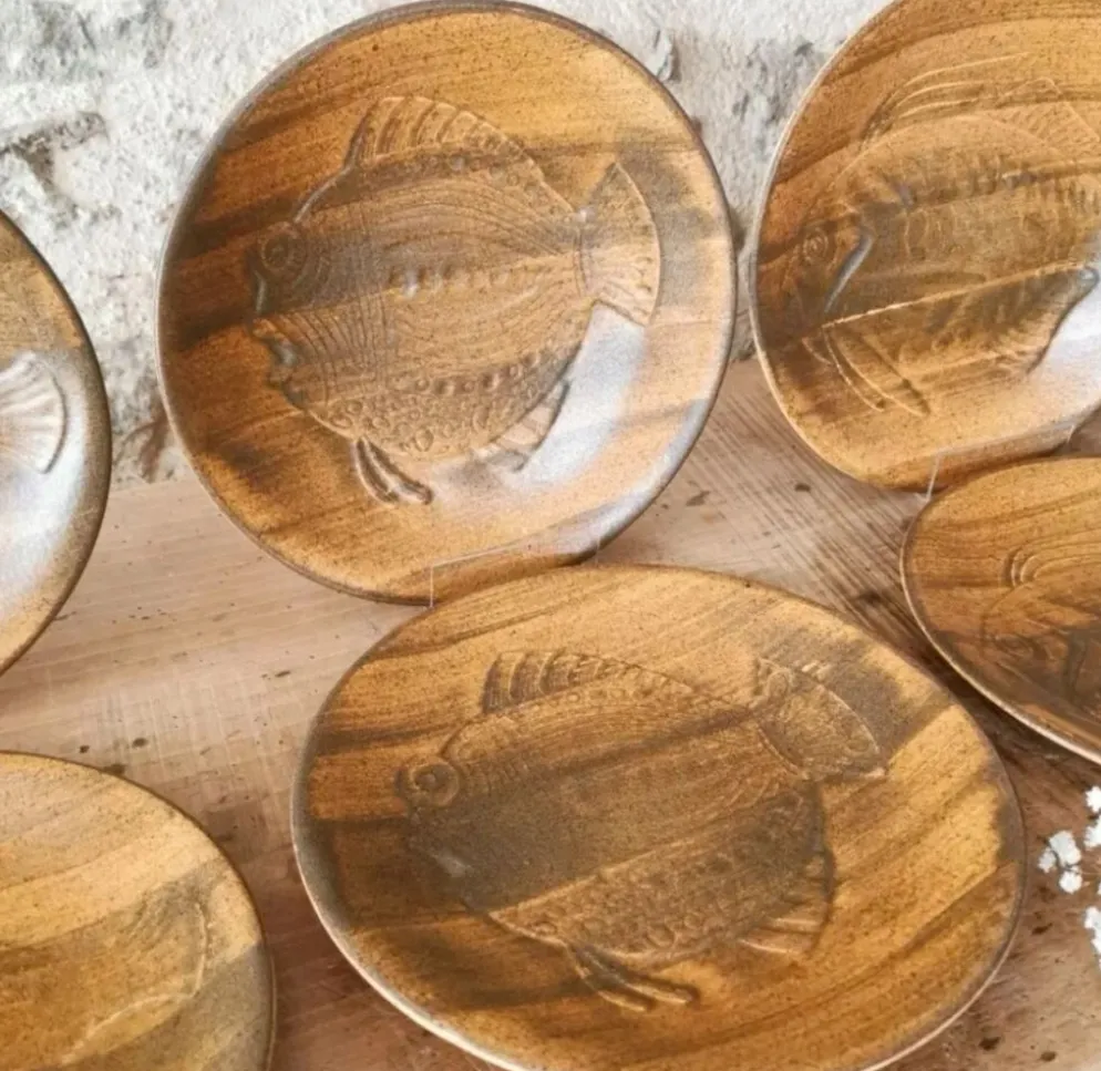6 Assiettes Robert Picault, décor poisson