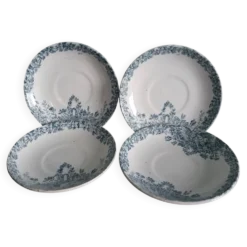 Assiettes Saint Amand Lebacqz & Bouchart décor Colombier début 20ième