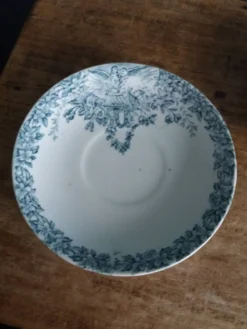 Assiettes Saint Amand Lebacqz & Bouchart décor Colombier début 20ième