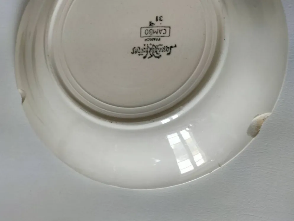 5 assiettes Sarreguemines modèle Cambo – décor basque – vintage années 50