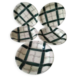 5 assiettes Sarreguemines modèle Cambo – décor basque – vintage années 50