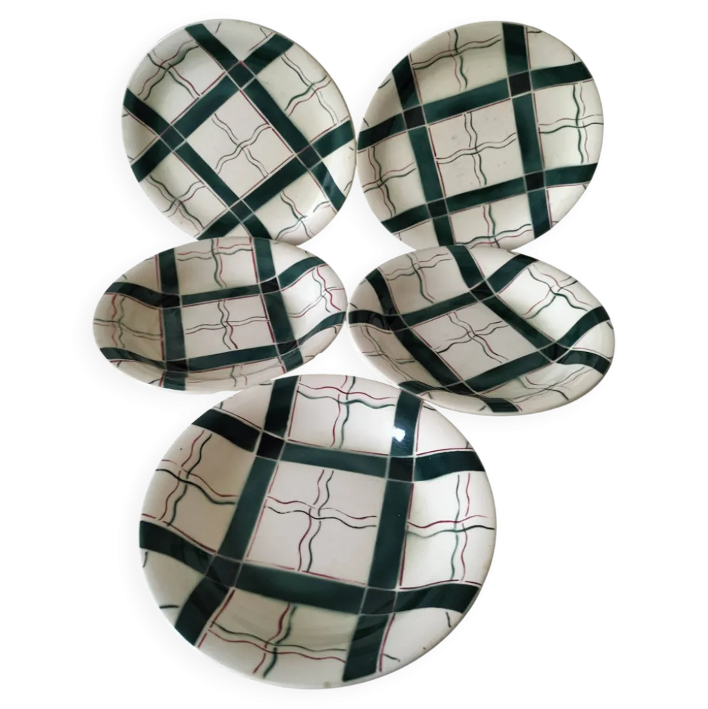 5 assiettes Sarreguemines modèle Cambo – décor basque – vintage années 50