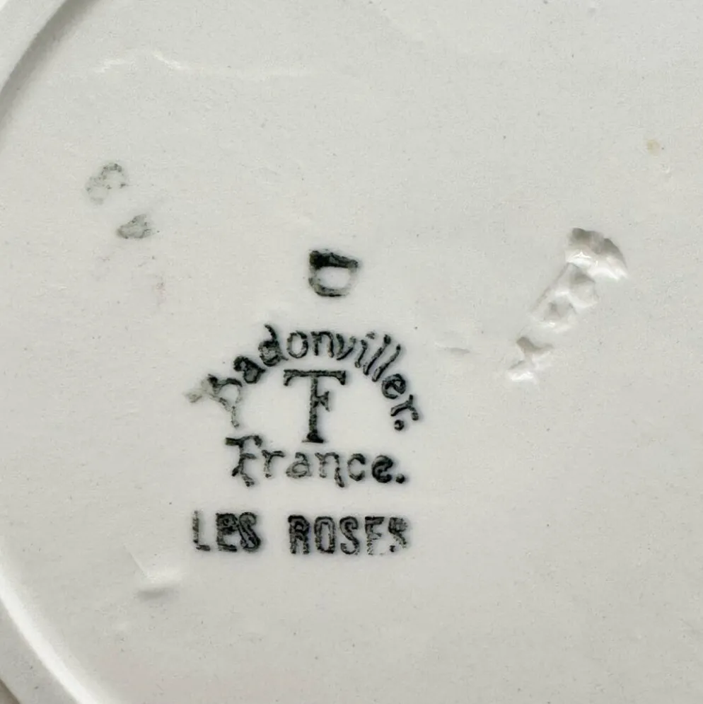 9 assiettes à soupe Badonviller modèle "Les Roses" années 50