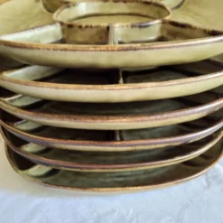 Assiettes à tapas en céramique façon grès 1970